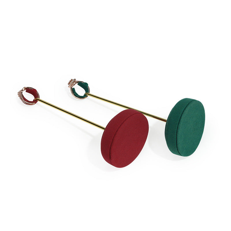 Velvet Ring Display Stand - Tall Gold Metal Base Holder for Engagement & Wedding Rings
