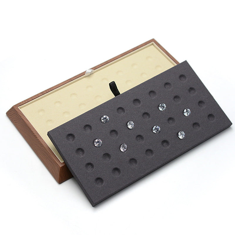 Beige horizontal-slot loose stone tray for custom jewelry showcases