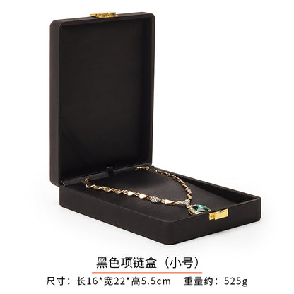 Metal Buckle Black Tess Cloth Box Ring Earrings Necklace Set Box Jewelry Storage Jewelry Box Gift Packaging Box