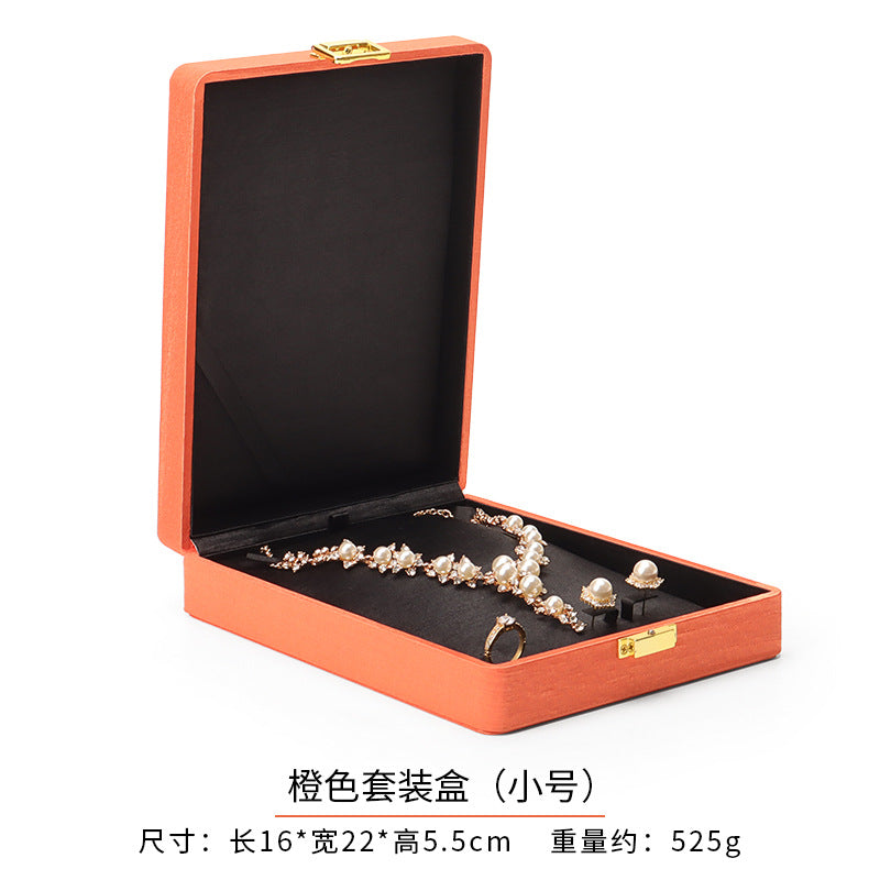 Metal Buckle Black Tess Cloth Box Ring Earrings Necklace Set Box Jewelry Storage Jewelry Box Gift Packaging Box