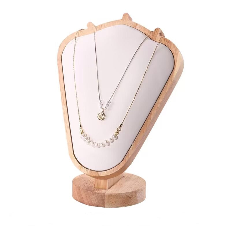 Wood & Velvet Necklace Display Bust - Jewelry Stand for Retail & Home Organization