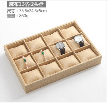 Ice Flower Velvet Small Pillow Plate 12-grid Stall Bracelet Bracelet String Storage Box Stall Props Jewelry Watch Display Plate