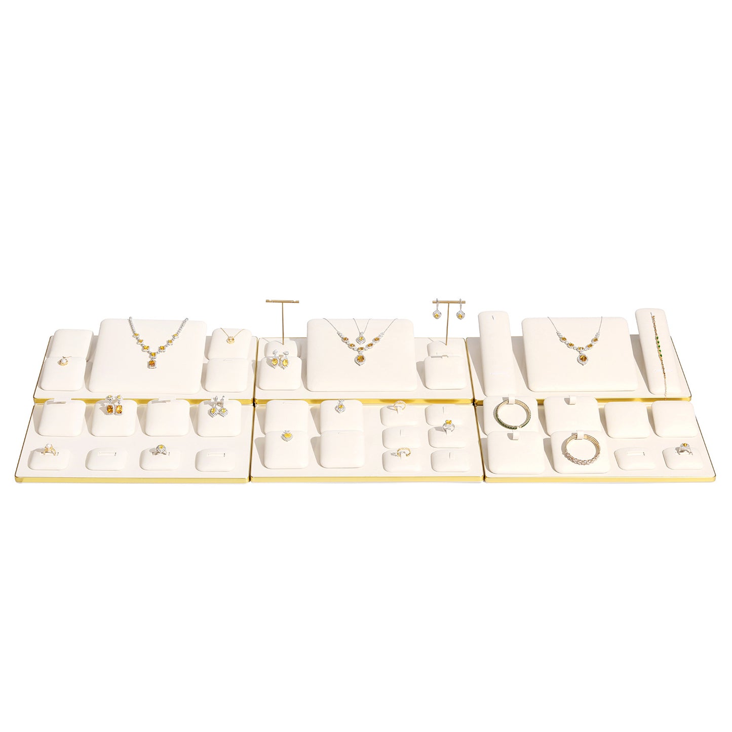 Modular Beige PU Leather Magnetic Jewelry Display Set