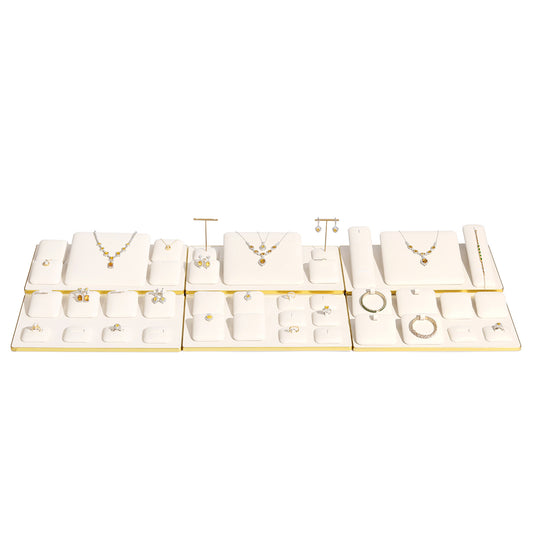 Modular Beige PU Leather Magnetic Jewelry Display Set