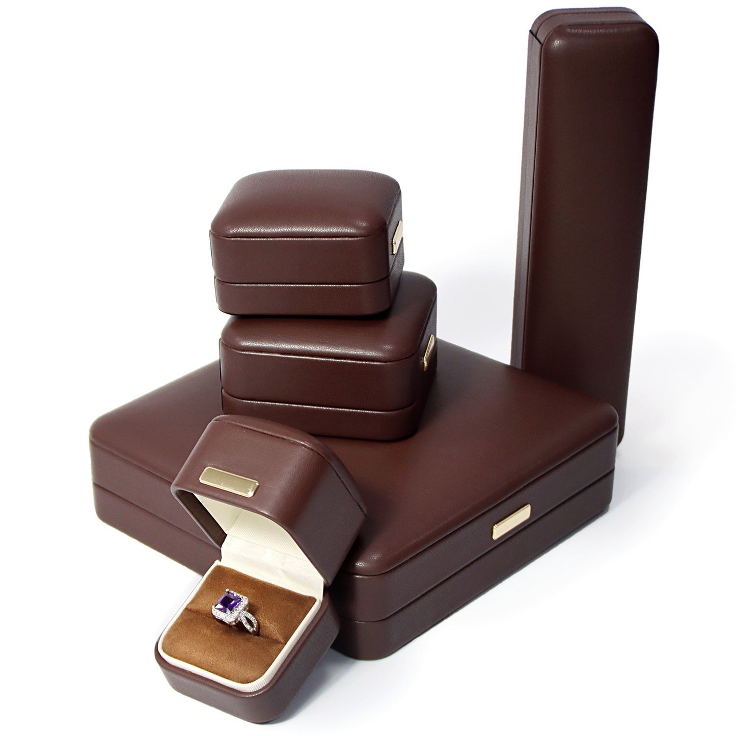 Brown High Quality PU Leather High-end Jewelry Box