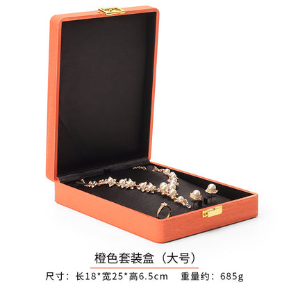 Metal Buckle Black Tess Cloth Box Ring Earrings Necklace Set Box Jewelry Storage Jewelry Box Gift Packaging Box