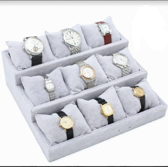 Ice Flower Velvet Small Pillow Plate 12-grid Stall Bracelet Bracelet String Storage Box Stall Props Jewelry Watch Display Plate