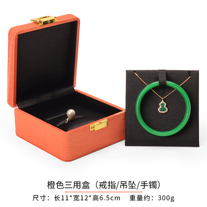 Metal Buckle Black Tess Cloth Box Ring Earrings Necklace Set Box Jewelry Storage Jewelry Box Gift Packaging Box
