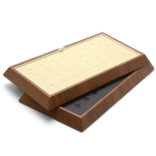 Beige wood grain leather loose stone display tray for diamond viewing