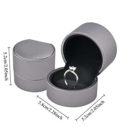 12PCS (P04R-GR) Gray PU Ring Boxes