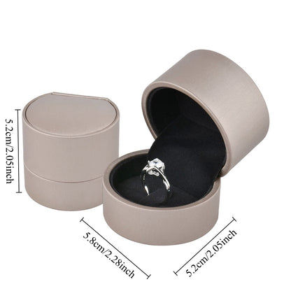 12PCS (P04R-C) Champagne PU Ring Boxes