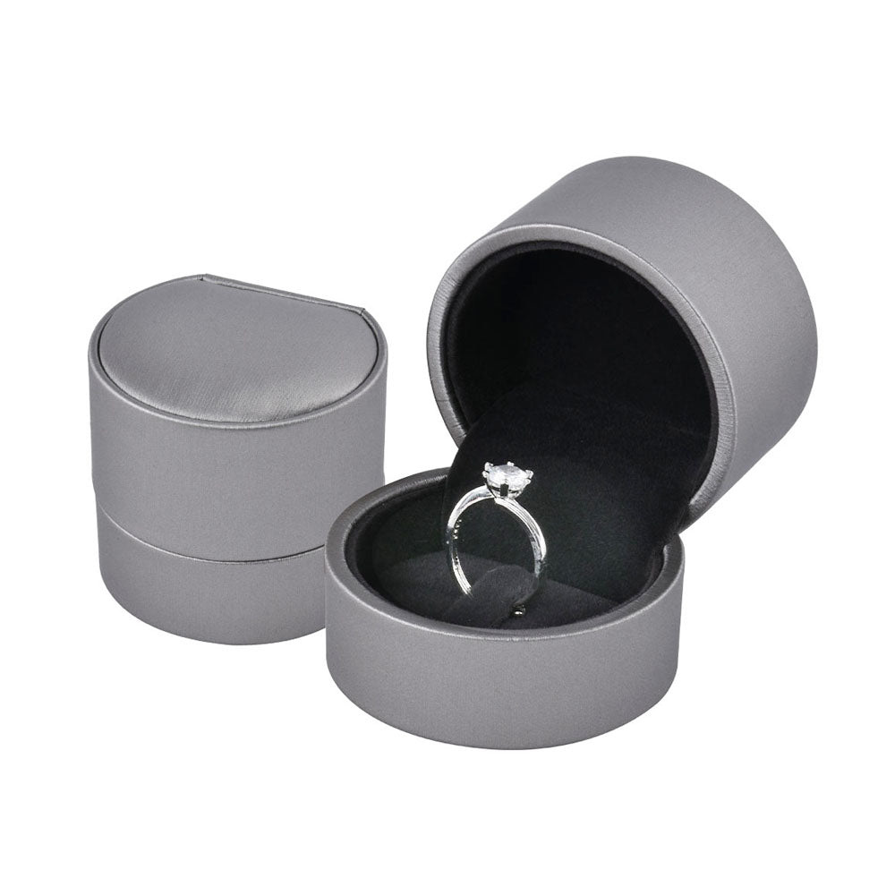 12PCS (P04R-GR) Gray PU Ring Boxes