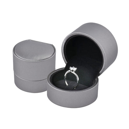 12PCS (P04R-GR) Gray PU Ring Boxes