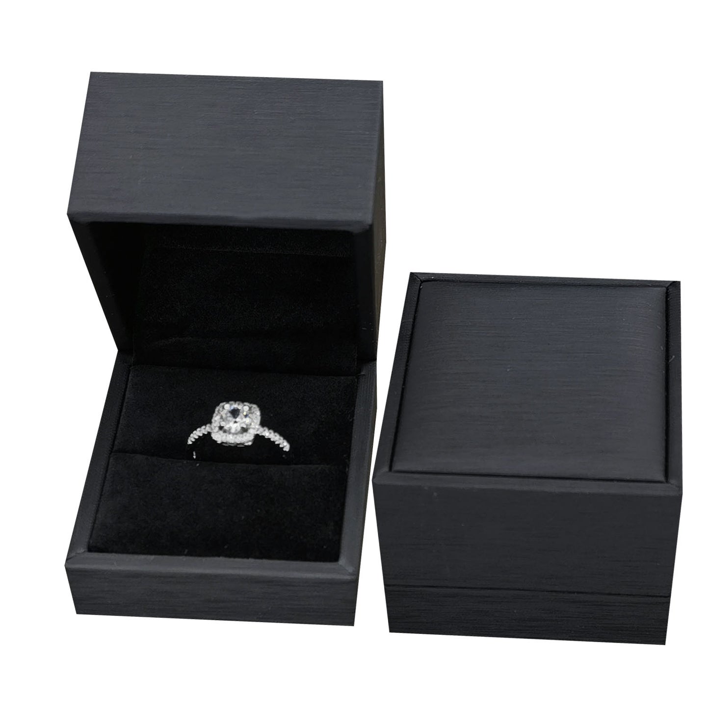 12 Pcs (P06R-BK) Black PU Ring Boxes