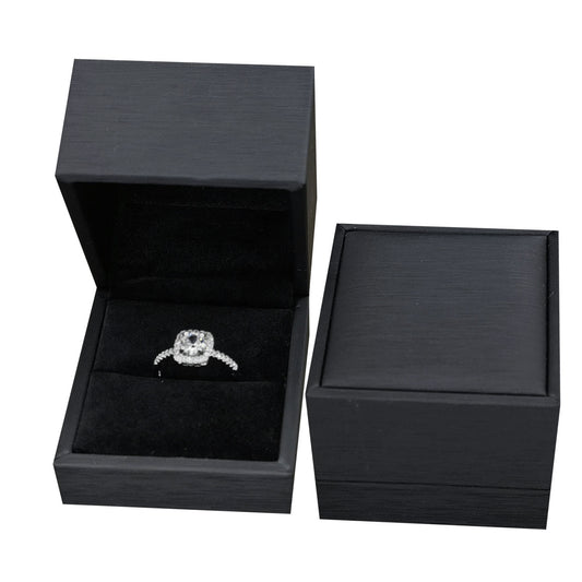 12 Pcs (P06R-BK) Black PU Ring Boxes