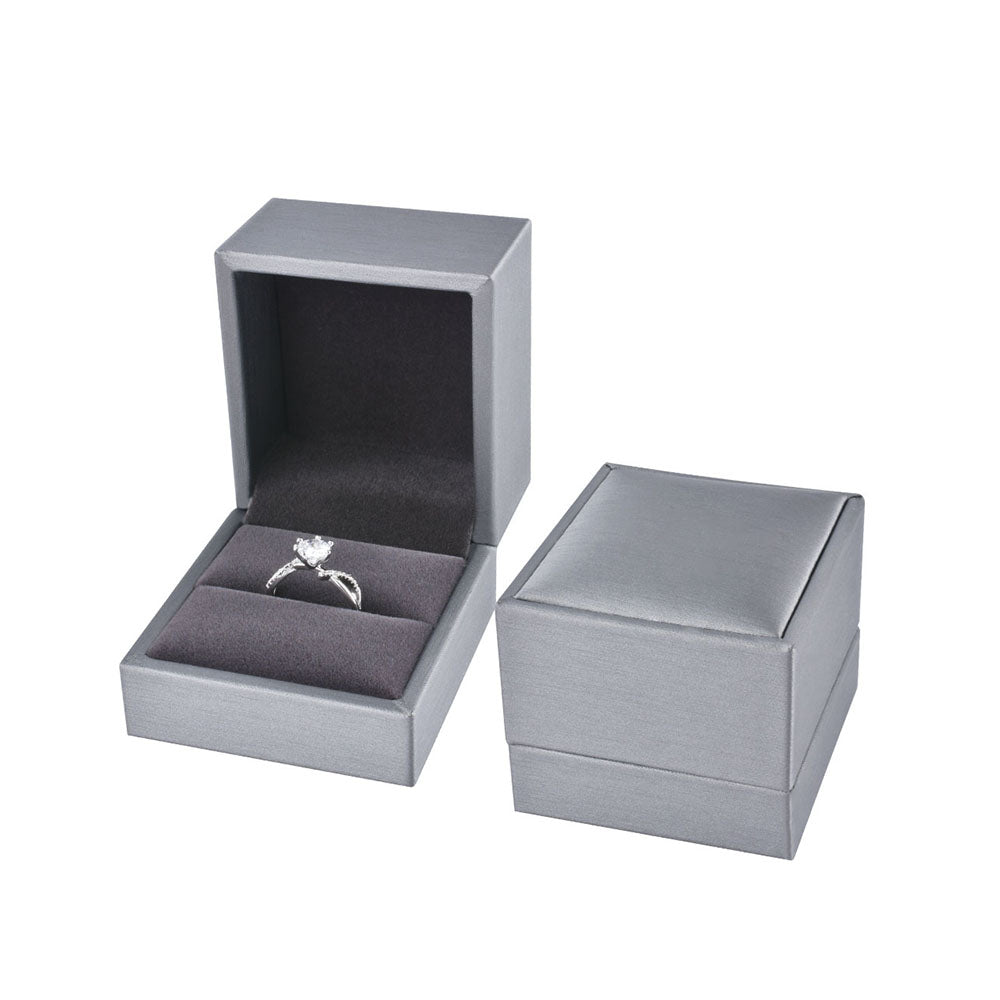 12 Pcs (P06R-GR) Gray PU Ring Boxes