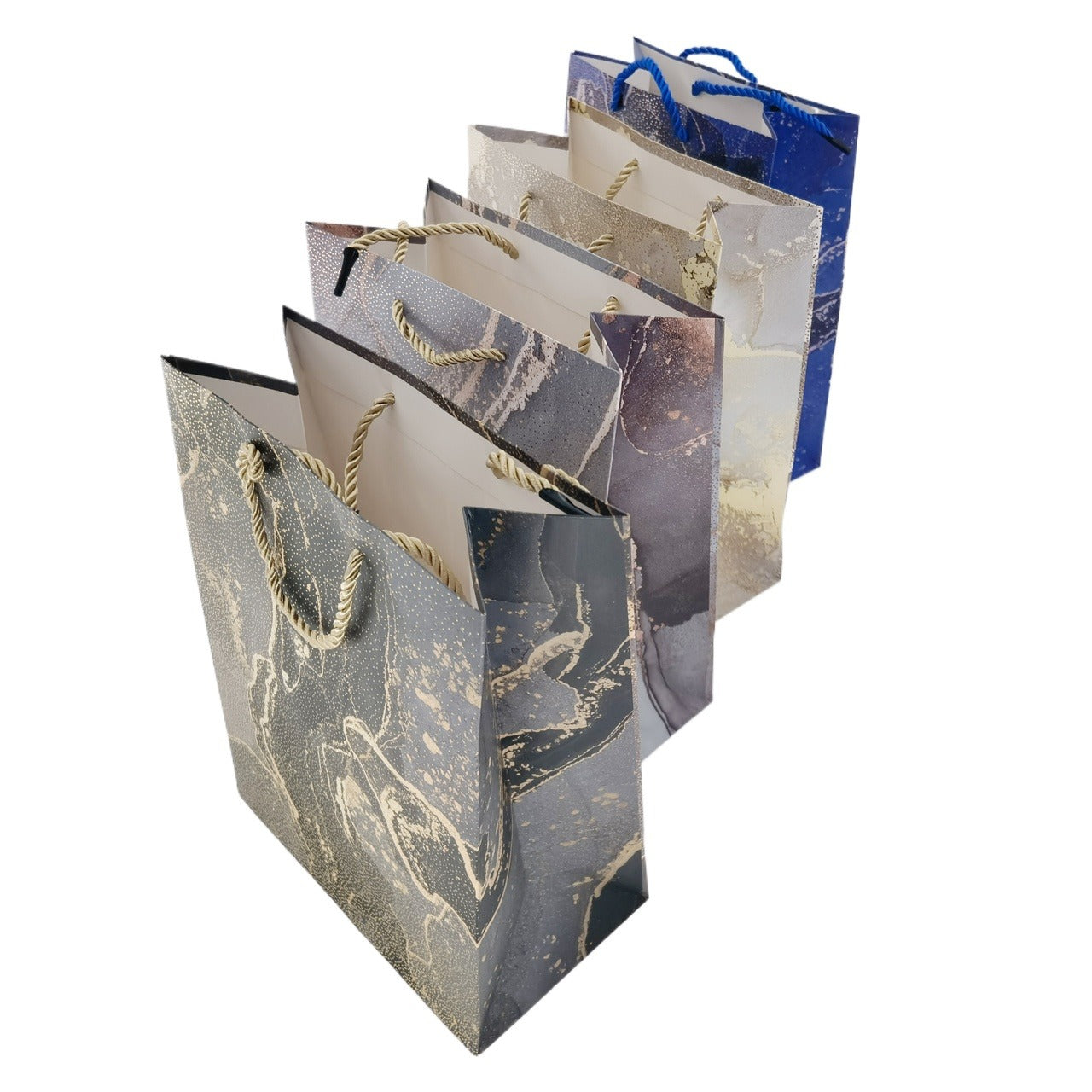 12 pcs Multi-color Fashionable Golden Pattern Printed Paper Bag with Drawstring