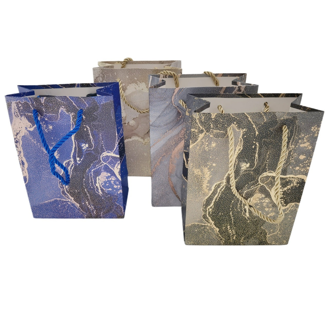 12 pcs Multi-color Fashionable Golden Pattern Printed Paper Bag with Drawstring