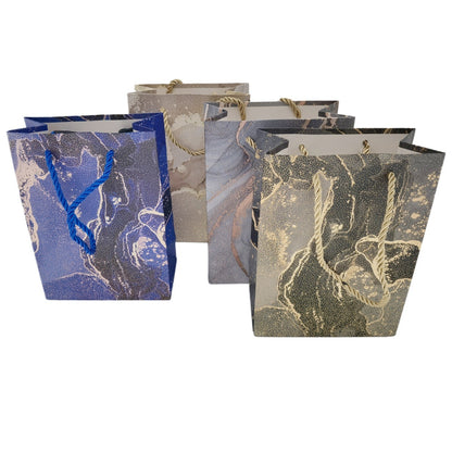 12 pcs Multi-color Fashionable Golden Pattern Printed Paper Bag with Drawstring