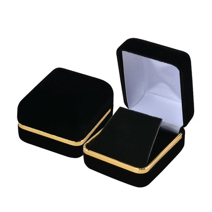 12PCS (SE3-BK) Black Velvet Earring Boxes With Gold Trim