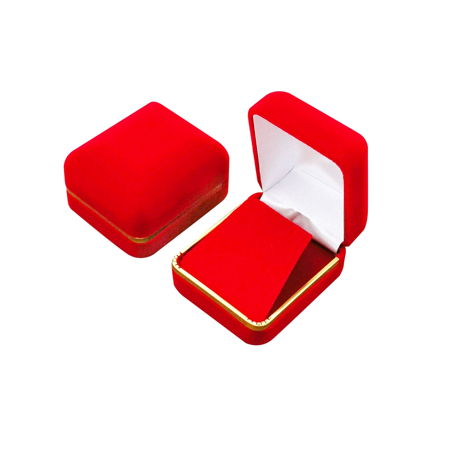 12PCS (SE3-RD) Red Velvet Earring Boxes With Gold Trim
