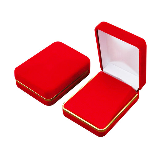 12PCS (SE4-RD) Red Velvet Pendant Earring Necklace Boxes With Gold Trim