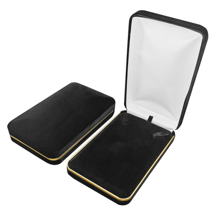 6PCS (SN7-BK) Black Velvet Necklace Boxes With Gold Trim