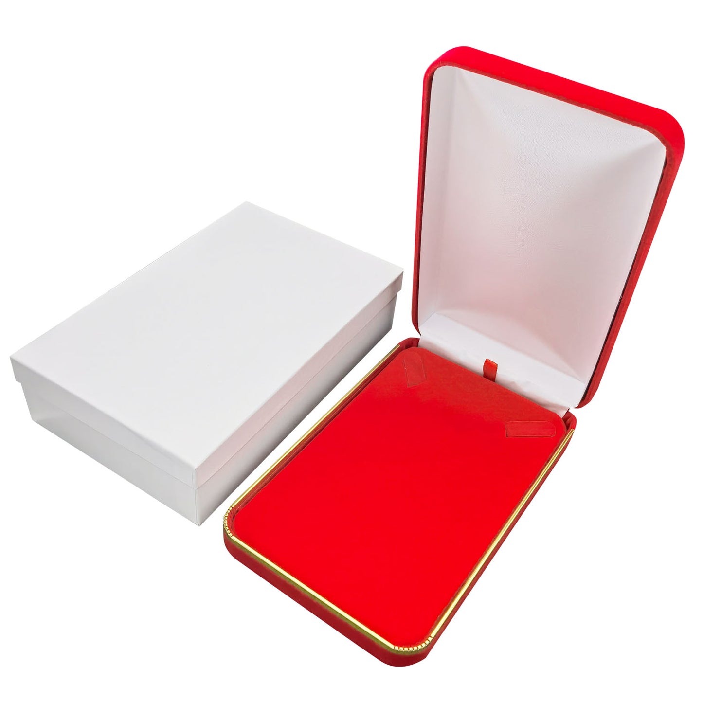 6PCS (SN7-RD) Red Velvet Necklace Boxes With Gold Trim