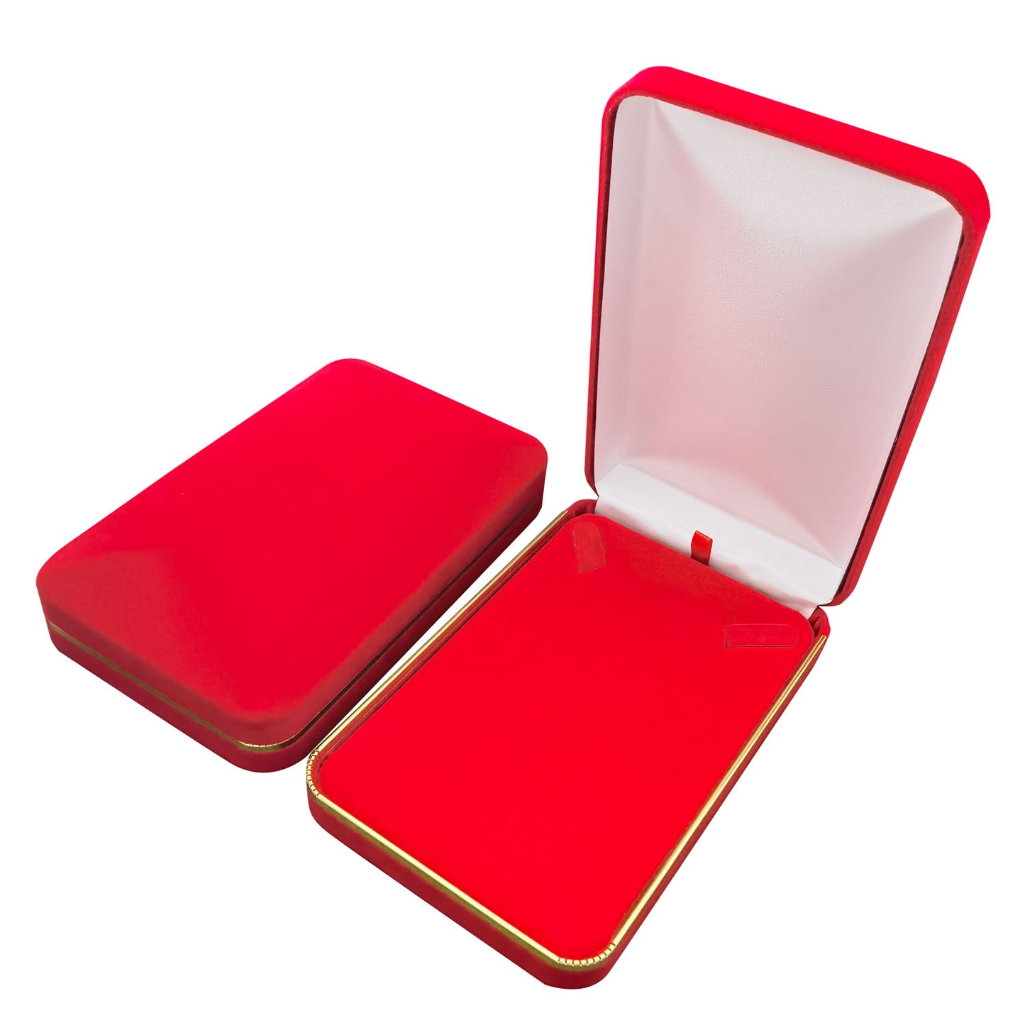 6PCS (SN7-RD) Red Velvet Necklace Boxes With Gold Trim