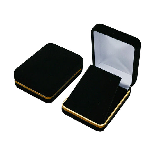 12PCS (SP10-BK) Black Velvet Pendant Earring Boxes With Gold Trim