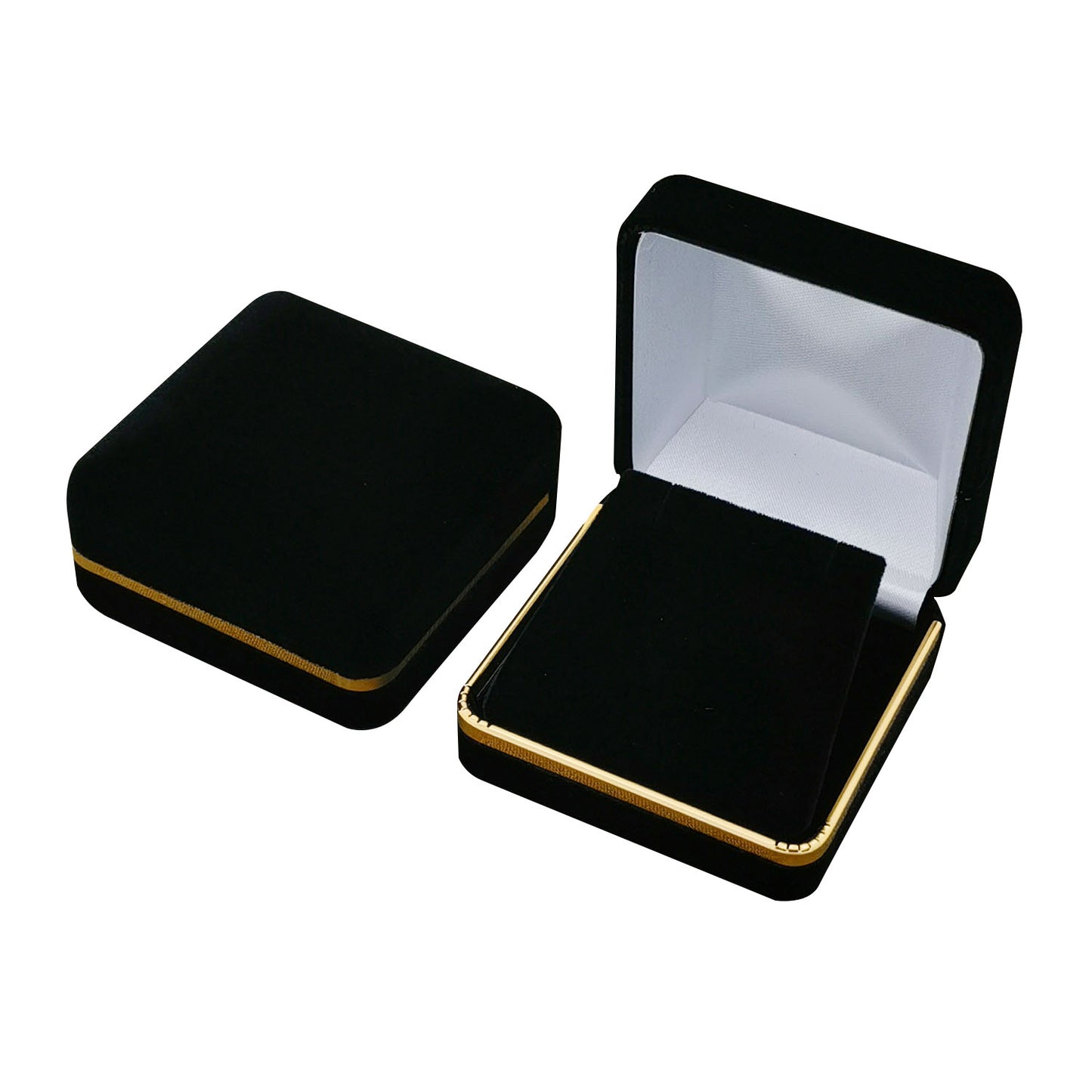 12PCS (SP9-BK) Black Pendant Velvet Earring Boxes With Gold Trim
