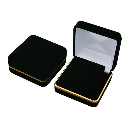 12PCS (SP9-BK) Black Pendant Velvet Earring Boxes With Gold Trim