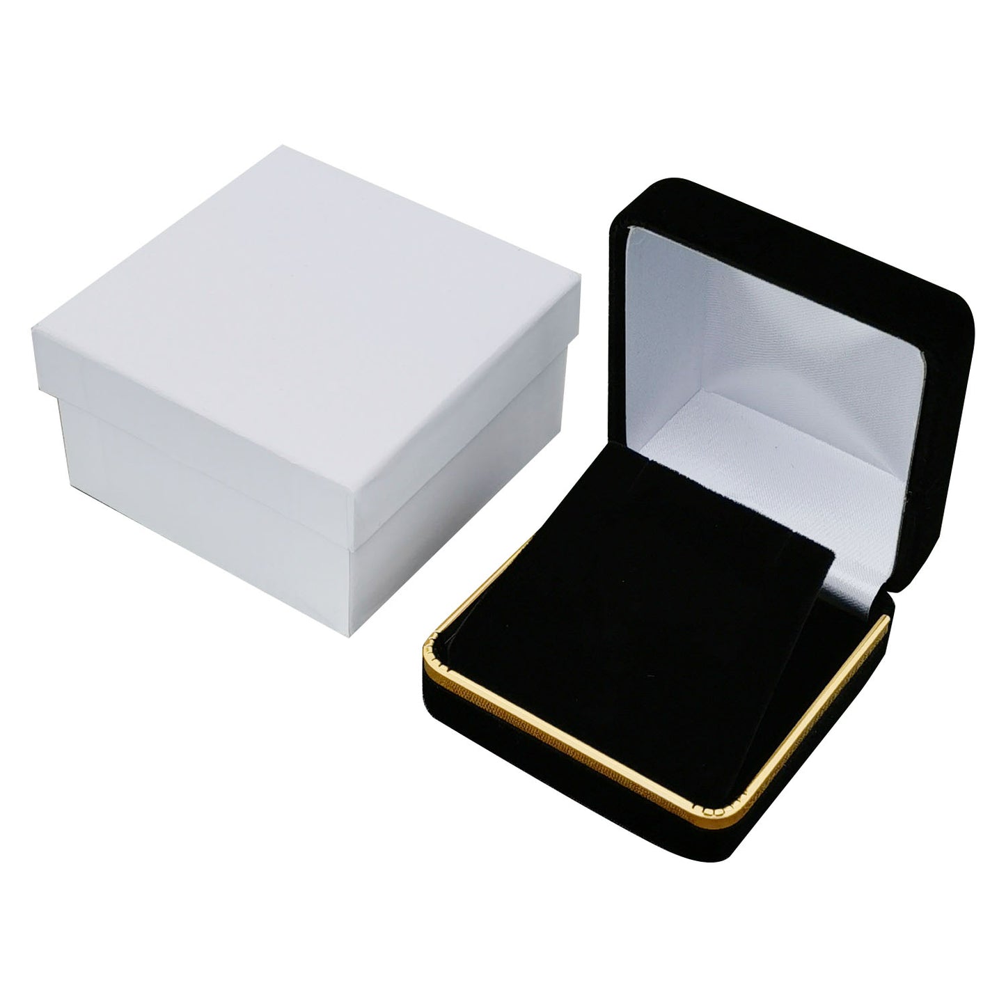 12PCS (SP9-BK) Black Pendant Velvet Earring Boxes With Gold Trim