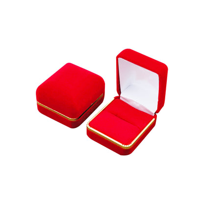 12PCS (SR3-RD) Red Velvet Ring Boxes With Gold Trim