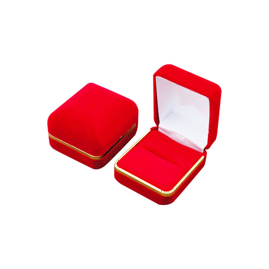 12PCS (SR3-RD) Red Velvet Ring Boxes With Gold Trim