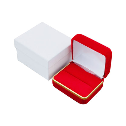 12PCS (SR5-RD) Red Velvet Double Ring Boxes with Gold Trim