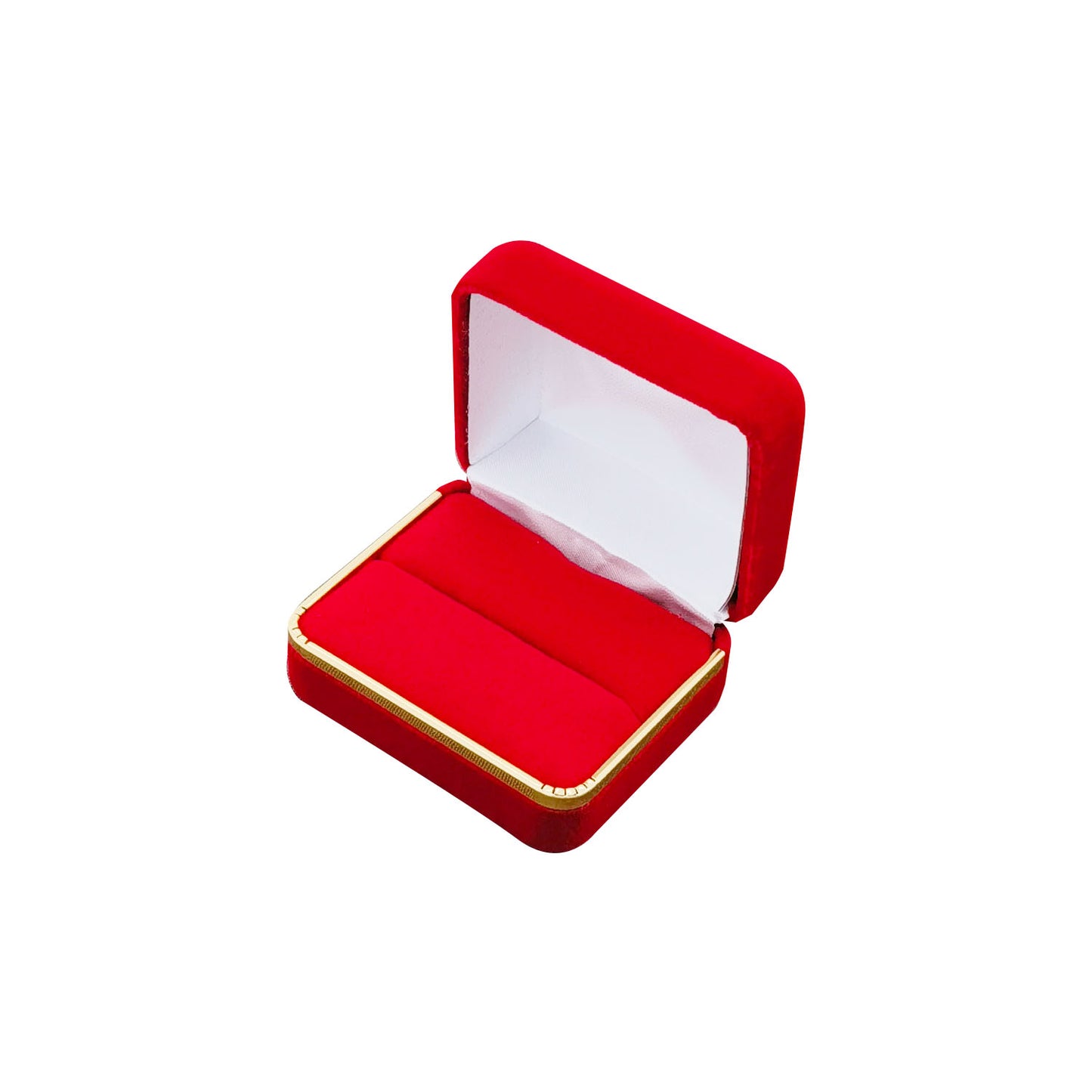 12PCS (SR5-RD) Red Velvet Double Ring Boxes with Gold Trim