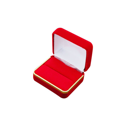12PCS (SR5-RD) Red Velvet Double Ring Boxes with Gold Trim
