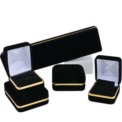 6PCS (SB5-BK) Black Velvet Bracelet Boxes With Gold Trim