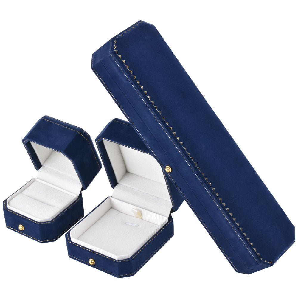 12PCS (V17-P1 B) Luxury Blue Velvet Covered Pendant Earring Boxes