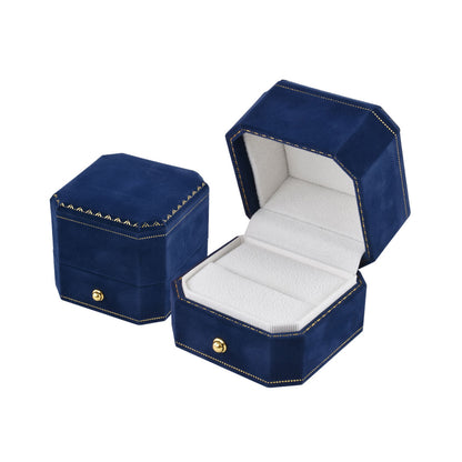 12PCS (V17-R1 B) Luxury Blue Velvet Ring Boxes