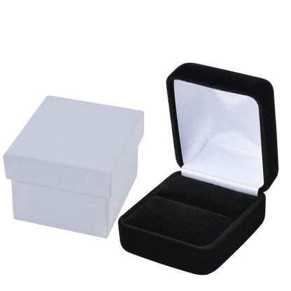 12PCS (YR3-BK) Black Velvet Ring Boxes