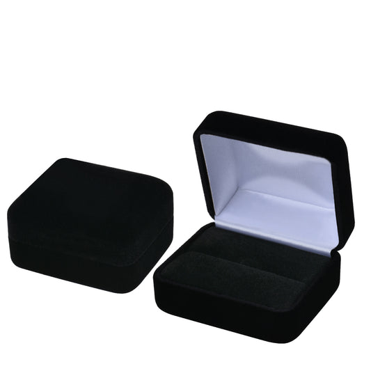 12PCS (YR5-BK) Black Velvet Double Ring Boxes