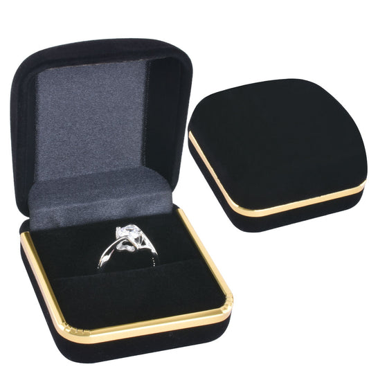 48PCS (F02R-BK) Black Flocking Ring Boxes