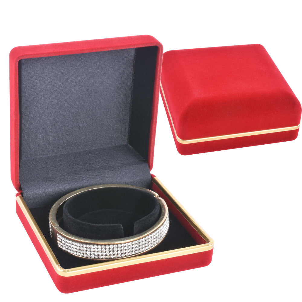 12PCS (F02BA-R) Red Flocking Bangle Boxes
