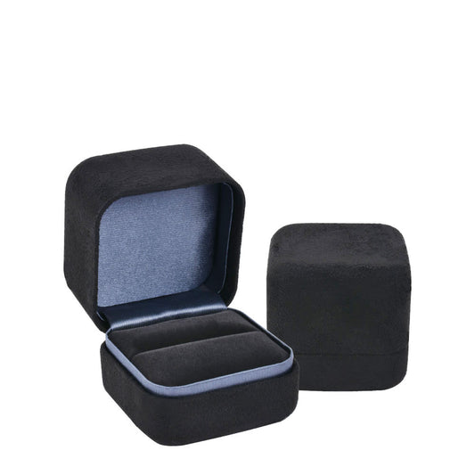 12PCS (V18-R1 BK L) Black Metal Velvet Middle Size Ring Boxes