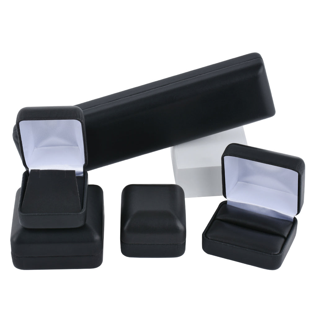 PU Leather Black Metal Jewelry Boxes