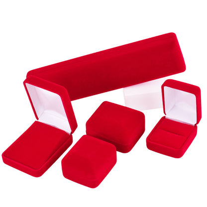12PCS (YR5-RD) Red Velvet Double Ring Boxes