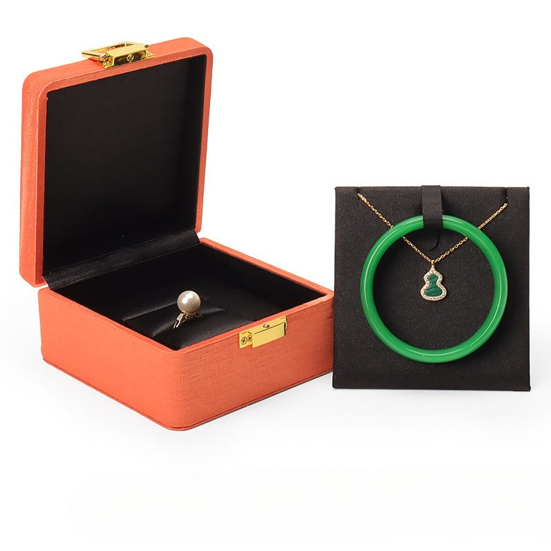 Metal Buckle Black Tess Cloth Box Ring Earrings Necklace Set Box Jewelry Storage Jewelry Box Gift Packaging Box