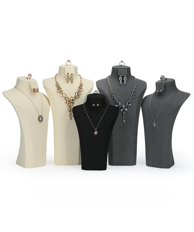 Microfiber Mannequin Jewelry Display Bust for Earrings Necklaces Rings